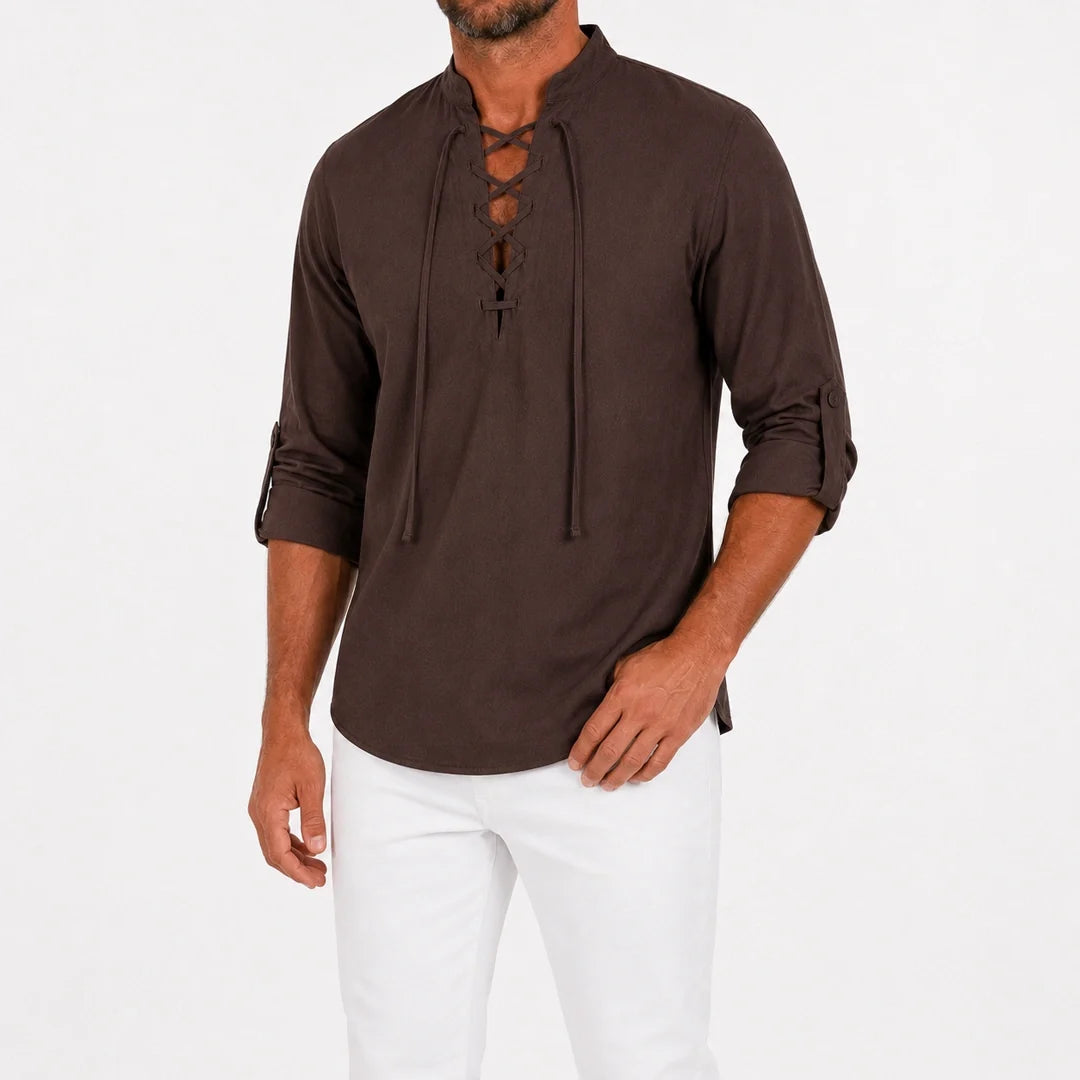 Caspian Men’s Relaxed-Fit Lace-Up Shirt