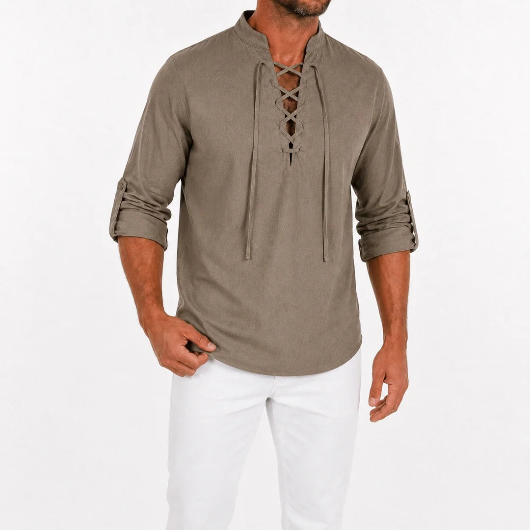 Caspian Men’s Relaxed-Fit Lace-Up Shirt
